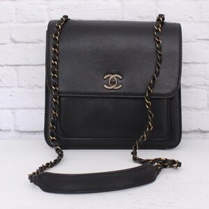 Chanel Black Calfskin Single Flap Bag